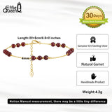 925 Sterling Silver Natural Garnet Chain Anklet for Women
