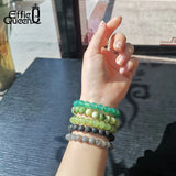 Chrysoprase Stone Bracelet 8mm Beads Elastic Rope Couples