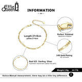 Classic Diamond-Cut Chain Ecliptic Anklet Real 925 Silver Delicate Adjustable