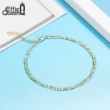 Classic Diamond-Cut Chain Ecliptic Anklet Real 925 Silver Delicate Adjustable