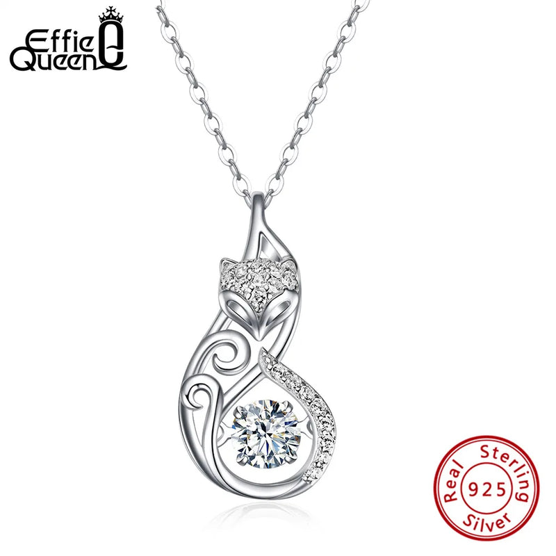 Fox Pendant Necklace S925 Sterling Silver for Women Gift