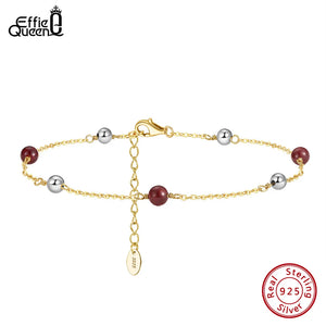 14K Garnet Beaded Ball Anklet for Women Adjustable Foot Chain Ankle Straps
