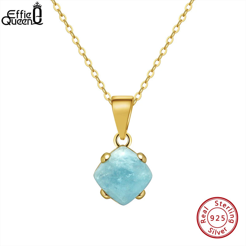 Aquamarine Pendant Sterling Silver Gemstone Necklace Gift