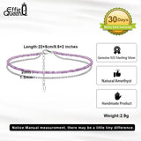 925 Silver Amethyst Ball Bead Anklets for Women Summer Beach Foot Chain SA45