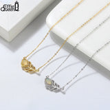 Natural Opal Necklace 925 Silver Feather Pendant Women Jewelry
