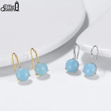 Aquamarine Dangle Earrings 925 Silver 14K Plated Gemstone Jewelry Gift