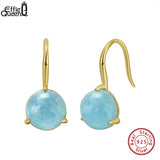 Aquamarine Dangle Earrings 925 Silver 14K Plated Gemstone Jewelry Gift