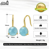 Aquamarine Dangle Earrings 925 Silver 14K Plated Gemstone Jewelry Gift