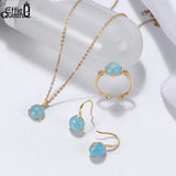 Aquamarine Dangle Earrings 925 Silver 14K Plated Gemstone Jewelry Gift