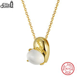 925 Silver Moonstone Necklace Heart Pendant Jewelry GMN08