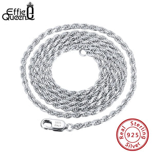 1.2mm 1.5mm 1.7mm Rope Chain Necklace 40-60cm 925 Silver Jewelry DSC29