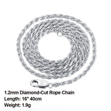 1.2mm 1.5mm 1.7mm Rope Chain Necklace 40-60cm 925 Silver Jewelry DSC29
