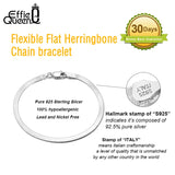 Italian 3mm Herringbone Chain Bracelet 925 Sterling Silver Hand Chain