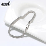 Italian 925 Sterling Silver 3.0mm Mesh Popcorn Chain Bracelet with Square Buckle