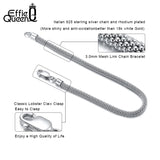 Italian 925 Sterling Silver 3.0mm Mesh Popcorn Chain Bracelet with Square Buckle