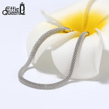 Italian 925 Sterling Silver 3.0mm Mesh Popcorn Chain Bracelet with Square Buckle