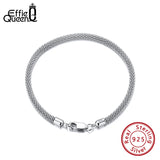 Italian 925 Sterling Silver 3.0mm Mesh Popcorn Chain Bracelet with Square Buckle
