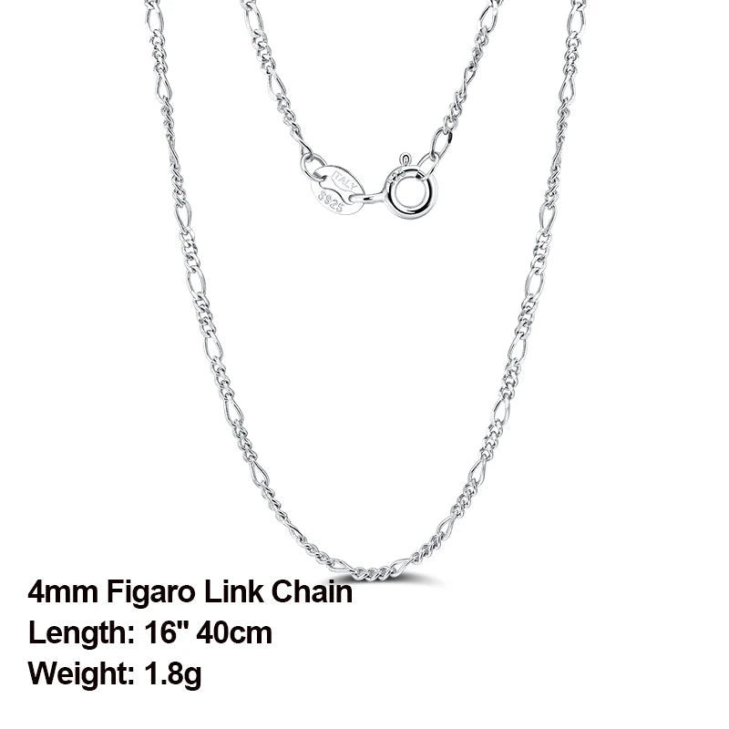 Italian 925 Silver Diamond-Cut 4mm Link Chain Necklace