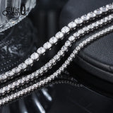 Men's Tennis Bracelet S925 Silver CZ Chain Hip Hop Style 2mm 3mm 4mm Charms