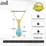 Aquamarine Gemstone Pendant Necklace 925 Sterling Silver 14K Plated Women Gift