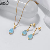 Aquamarine Gemstone Pendant Necklace 925 Sterling Silver 14K Plated Women Gift