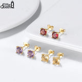 Gemstone Garnet Amethyst Citrine Earrings 925 Sterling Silver Ear Stud