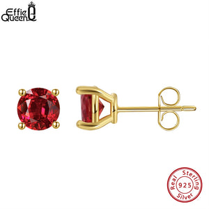 Gemstone Garnet Amethyst Citrine Earrings 925 Sterling Silver Ear Stud