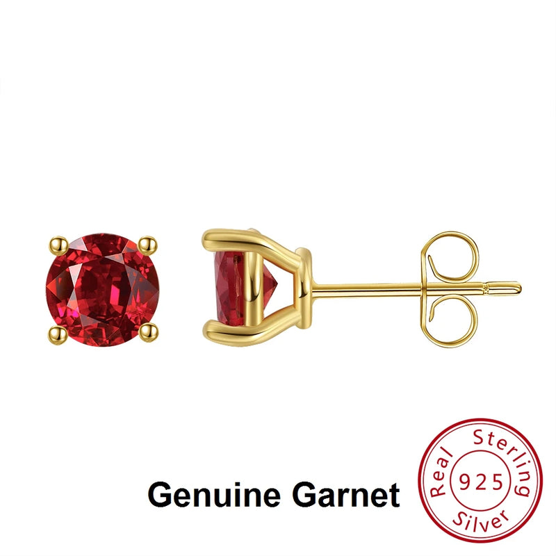 Gemstone Garnet Amethyst Citrine Earrings 925 Sterling Silver Ear Stud