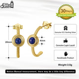 Lapis Lazuli Gemstone Stud Earrings 925 Silver Birthstone Jewelry