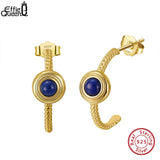 Lapis Lazuli Gemstone Stud Earrings 925 Silver Birthstone Jewelry