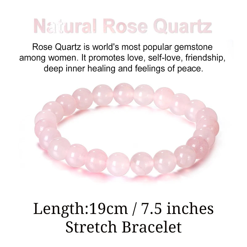 Rose Quartz Bracelet Natural Beaded Yoga Bracelet