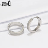 Small Round 19mm Silver Earrings Punk Stainless Steel Hoops for Men Women