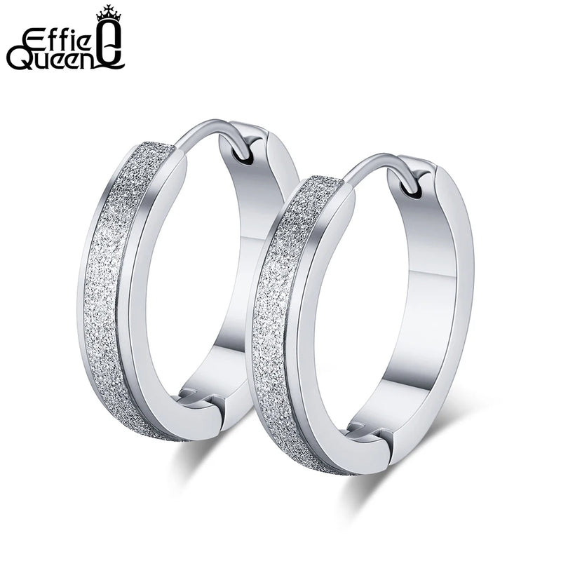 Small Round 19mm Silver Earrings Punk Stainless Steel Hoops for Men Women