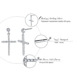 925 Silver Zircon Big Cross Drop Earrings for Women