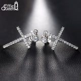 925 Silver Zircon Big Cross Drop Earrings for Women
