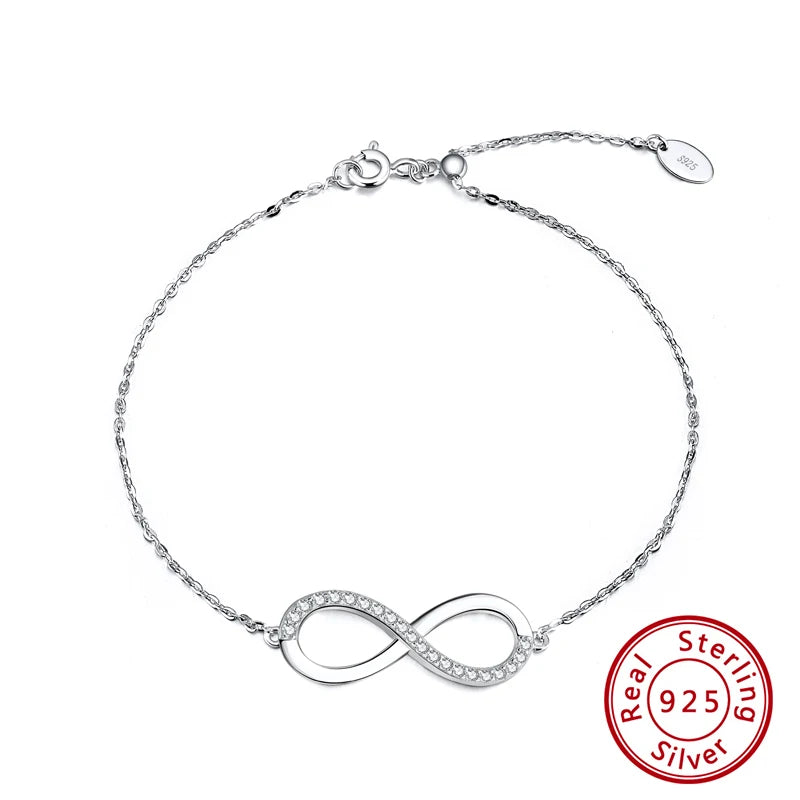 925 Silver Infinity Love Pendant Necklace with Zircon Charm