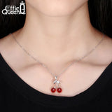 925 Silver Necklace Red CZ Stone Cherry Pendant Jewelry for Women