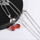 925 Silver Necklace Red CZ Stone Cherry Pendant Jewelry for Women