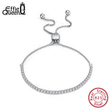 925 Silver CZ Adjustable Tennis Bracelet Clear Stone Women's Jewelry