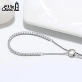 925 Silver CZ Adjustable Tennis Bracelet Clear Stone Women's Jewelry