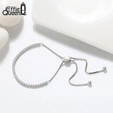 925 Silver CZ Adjustable Tennis Bracelet Clear Stone Women's Jewelry