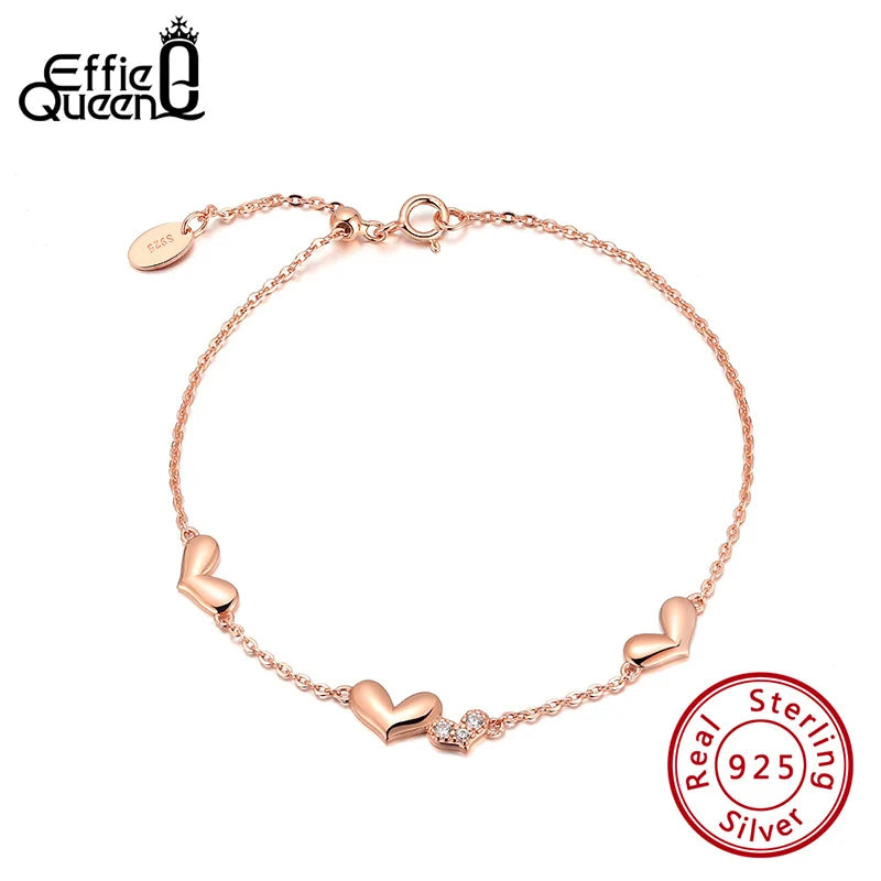 925 Sterling Silver Heart Shape Bangle Bracelet for Small Women