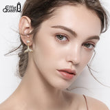 14K Plated Pearl Earrings with CZ Mermaid Tail for Anniversary