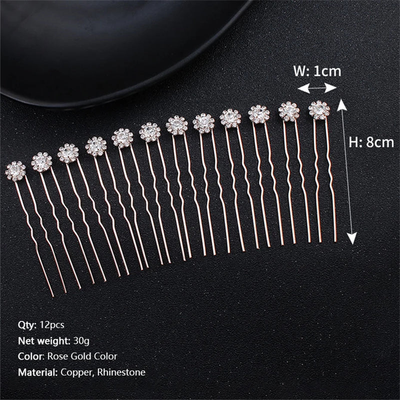 Crystal Flower Hair Pin Set Wedding Bridal Headpiece Rhinestone Jewelry