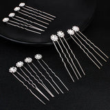 Crystal Flower Hair Pin Set Wedding Bridal Headpiece Rhinestone Jewelry