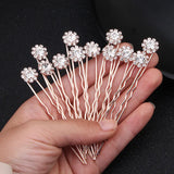 Crystal Flower Hair Pin Set Wedding Bridal Headpiece Rhinestone Jewelry