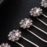 Crystal Flower Hair Pin Set Wedding Bridal Headpiece Rhinestone Jewelry