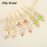 Rhinestone Flower Hair Clips Hairpin for Wedding