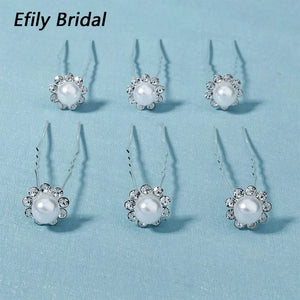 6Pcs/Set Pearl Wedding Hairpins for Hair Bridal Jewelry Headdress Accessories