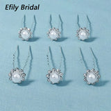 6Pcs/Set Pearl Wedding Hairpins for Hair Bridal Jewelry Headdress Accessories